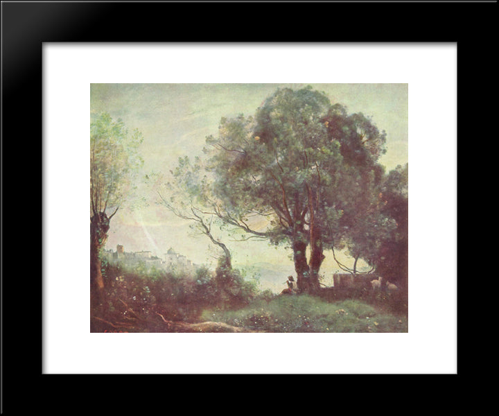 Landscape At Castel Gandolfo 20x24 Black Modern Wood Framed Art Print Poster by Corot, Jean Baptiste Camille