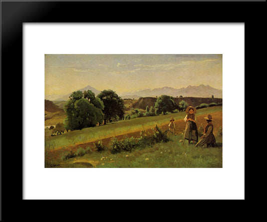 Landscape At Mornex, Haute Savoie 20x24 Black Modern Wood Framed Art Print Poster by Corot, Jean Baptiste Camille