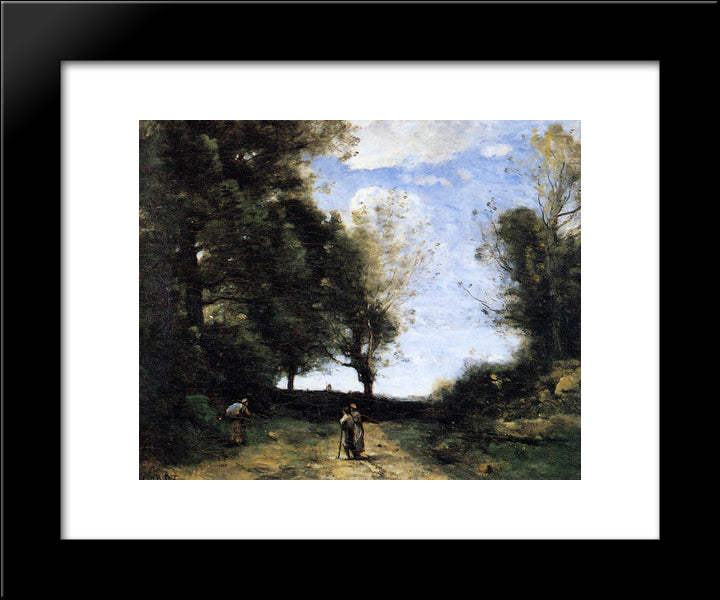 Landscape With Three Figures 20x24 Black Modern Wood Framed Art Print Poster by Corot, Jean Baptiste Camille