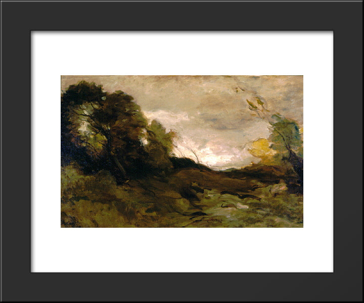 Lonesome Valley 20x24 Black Modern Wood Framed Art Print Poster by Corot, Jean Baptiste Camille