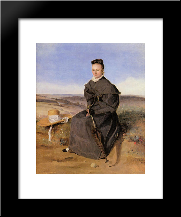 Louise Harduin In Mourning 20x24 Black Modern Wood Framed Art Print Poster by Corot, Jean Baptiste Camille