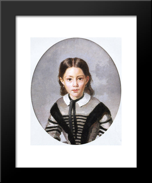 Louise Laure Baudot At Nine Years 20x24 Black Modern Wood Framed Art Print Poster by Corot, Jean Baptiste Camille