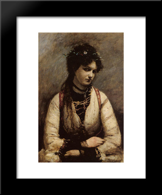 Mademoiselle De Foudras 20x24 Black Modern Wood Framed Art Print Poster by Corot, Jean Baptiste Camille