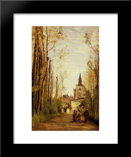 Marissal, Path To The Front Of The Church 20x24 Black Modern Wood Framed Art Print Poster by Corot, Jean Baptiste Camille
