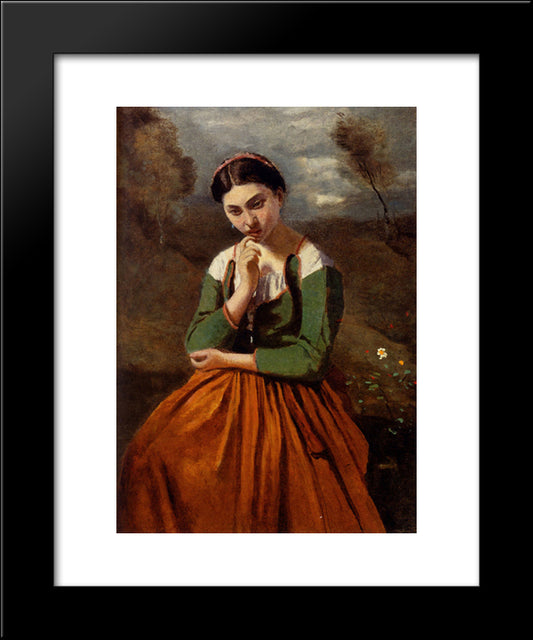 Meditation 20x24 Black Modern Wood Framed Art Print Poster by Corot, Jean Baptiste Camille