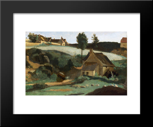 Morvan, The Little Mill 20x24 Black Modern Wood Framed Art Print Poster by Corot, Jean Baptiste Camille