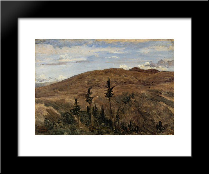 Mountains In Auvergne 20x24 Black Modern Wood Framed Art Print Poster by Corot, Jean Baptiste Camille