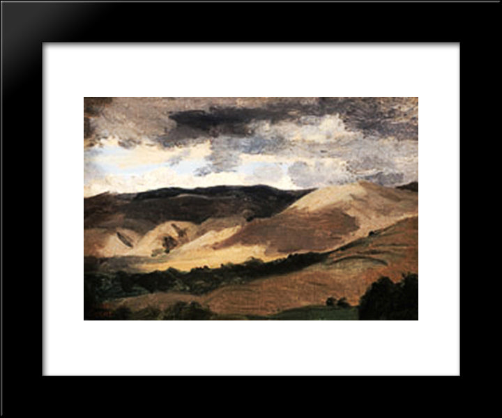 Mountains Of Auvergne 20x24 Black Modern Wood Framed Art Print Poster by Corot, Jean Baptiste Camille