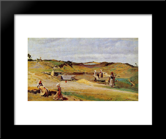 Mur (Cotes Du Nord) 20x24 Black Modern Wood Framed Art Print Poster by Corot, Jean Baptiste Camille