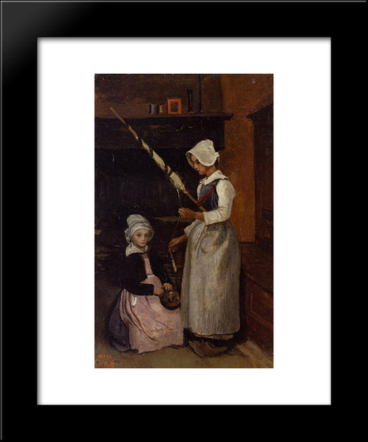 Mur Peasants 20x24 Black Modern Wood Framed Art Print Poster by Corot, Jean Baptiste Camille