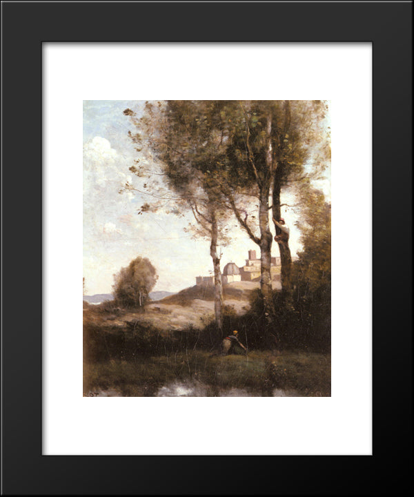 Nest Harriers In Tuscan 20x24 Black Modern Wood Framed Art Print Poster by Corot, Jean Baptiste Camille