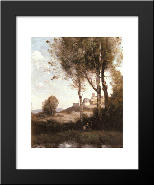 Nest Harriers In Tuscan 20x24 Black Modern Wood Framed Art Print Poster by Corot, Jean Baptiste Camille