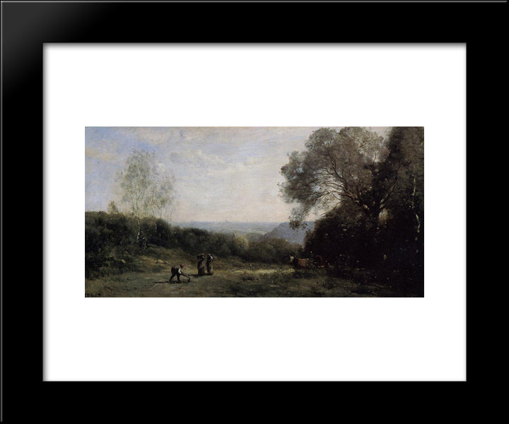 Outside Paris The Heights Above Ville D'Avray 20x24 Black Modern Wood Framed Art Print Poster by Corot, Jean Baptiste Camille