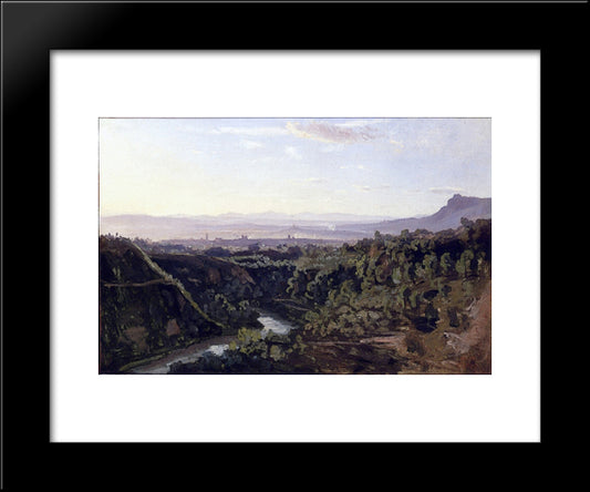 Papigno, Steep And Wooded Banks 20x24 Black Modern Wood Framed Art Print Poster by Corot, Jean Baptiste Camille