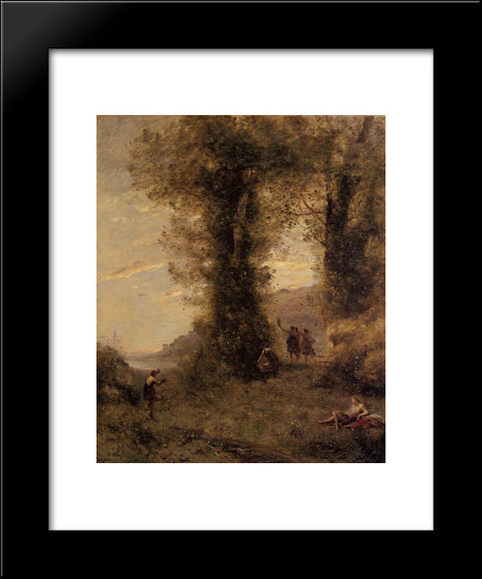 Pastorale 20x24 Black Modern Wood Framed Art Print Poster by Corot, Jean Baptiste Camille