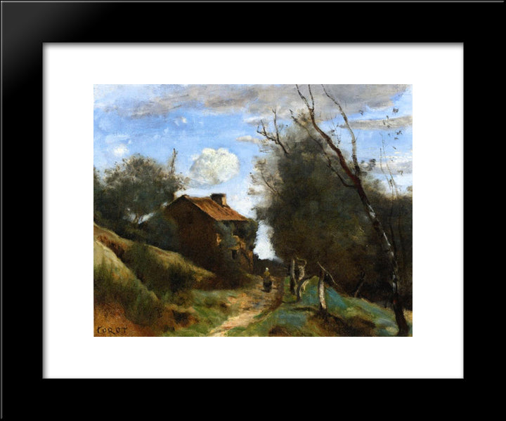 Path Towards A House In The Countryside 20x24 Black Modern Wood Framed Art Print Poster by Corot, Jean Baptiste Camille