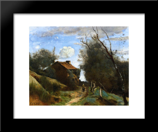 Path Towards A House In The Countryside 20x24 Black Modern Wood Framed Art Print Poster by Corot, Jean Baptiste Camille