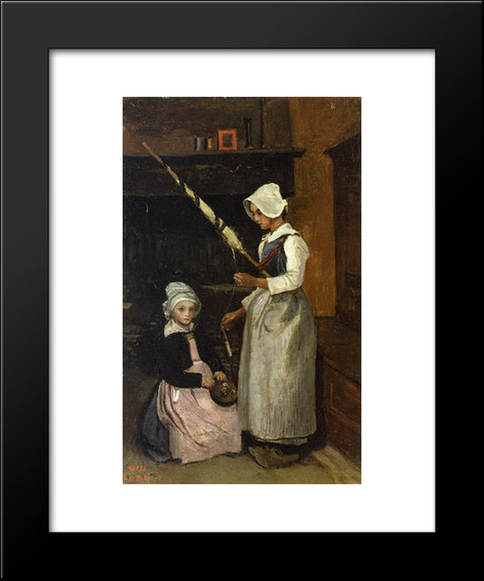 Peasants From Mur 20x24 Black Modern Wood Framed Art Print Poster by Corot, Jean Baptiste Camille