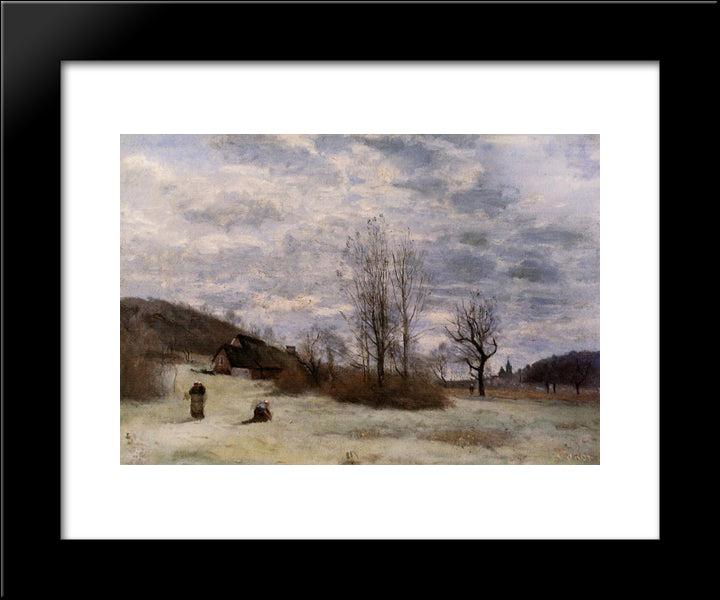 Plains Near Beauvais 20x24 Black Modern Wood Framed Art Print Poster by Corot, Jean Baptiste Camille