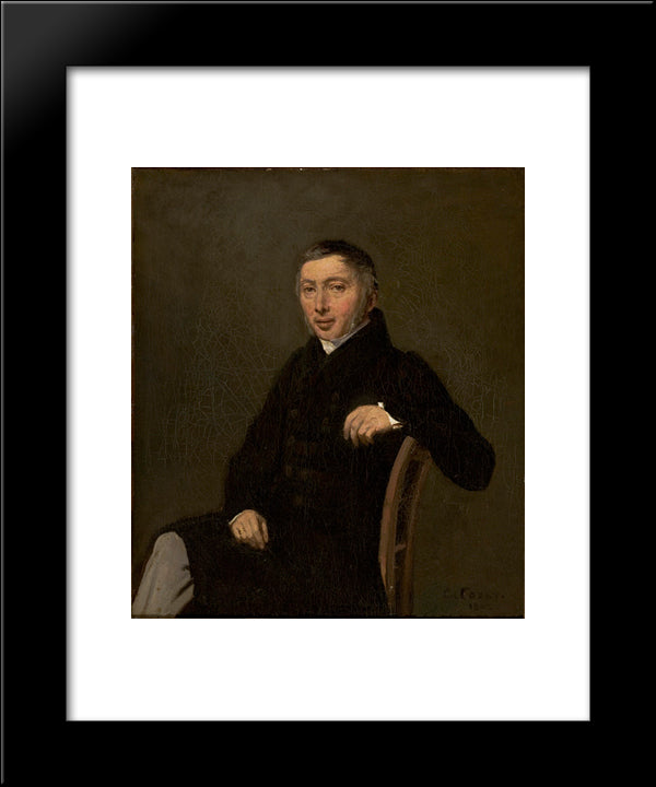 Portrait Of Laurent Denis Sennegon 20x24 Black Modern Wood Framed Art Print Poster by Corot, Jean Baptiste Camille