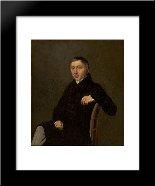 Portrait Of Laurent Denis Sennegon 20x24 Black Modern Wood Framed Art Print Poster by Corot, Jean Baptiste Camille