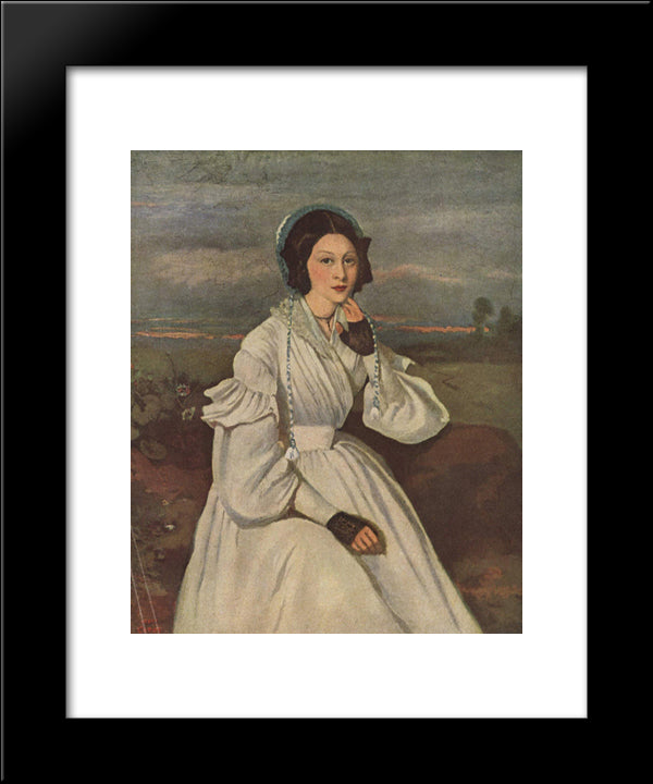 Portrait Of Louise Claire Sennegon, Future Madame Charmois 20x24 Black Modern Wood Framed Art Print Poster by Corot, Jean Baptiste Camille