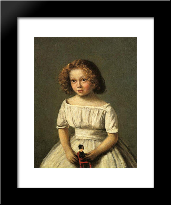 Portrait Of Madame Langeron, Four Years Old 20x24 Black Modern Wood Framed Art Print Poster by Corot, Jean Baptiste Camille