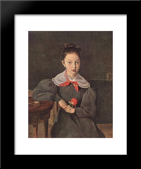 Portrait Of Octavie Sennegon 20x24 Black Modern Wood Framed Art Print Poster by Corot, Jean Baptiste Camille
