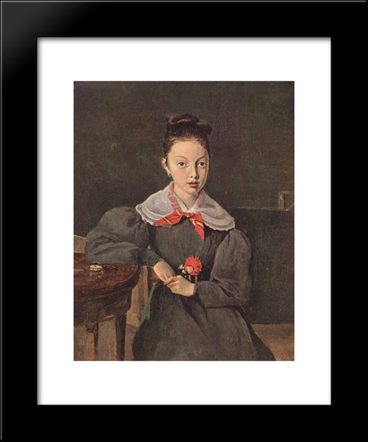Portrait Of Octavie Sennegon 20x24 Black Modern Wood Framed Art Print Poster by Corot, Jean Baptiste Camille