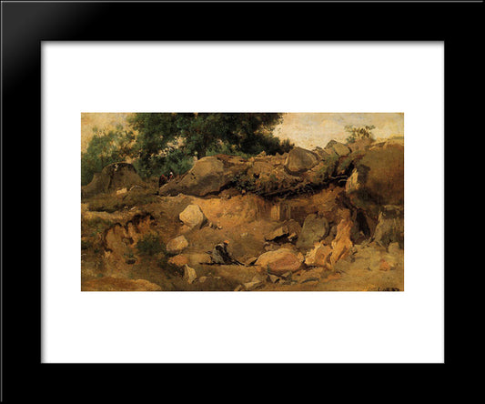 Quarry Of The Chaise Mre At Fontainebleau 20x24 Black Modern Wood Framed Art Print Poster by Corot, Jean Baptiste Camille
