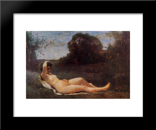 Reclining Nymph 20x24 Black Modern Wood Framed Art Print Poster by Corot, Jean Baptiste Camille