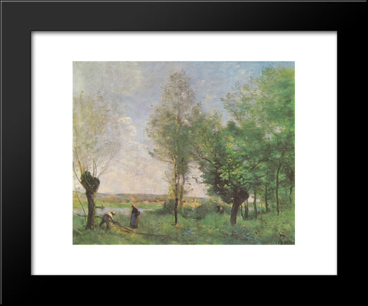 Recollections Of Coubron 20x24 Black Modern Wood Framed Art Print Poster by Corot, Jean Baptiste Camille