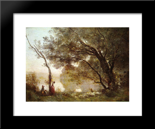 Recollections Of Mortefontaine 20x24 Black Modern Wood Framed Art Print Poster by Corot, Jean Baptiste Camille
