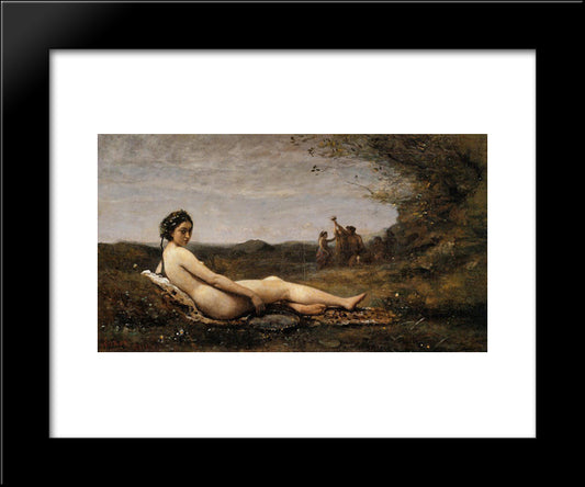Repose 20x24 Black Modern Wood Framed Art Print Poster by Corot, Jean Baptiste Camille