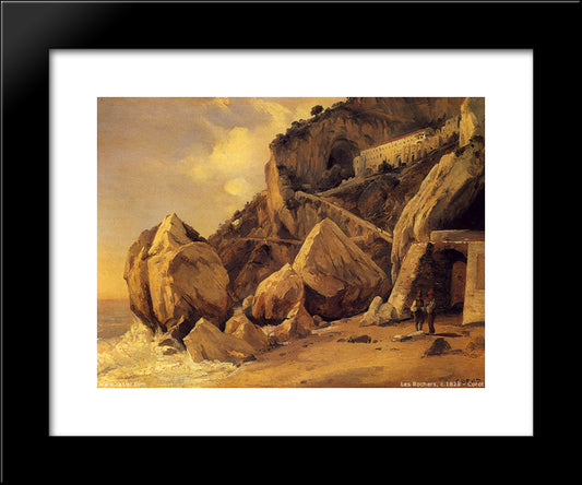 Rocks In Amalfi 20x24 Black Modern Wood Framed Art Print Poster by Corot, Jean Baptiste Camille