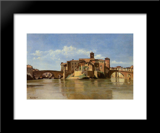 Rome, The Basilica Of Constantine 20x24 Black Modern Wood Framed Art Print Poster by Corot, Jean Baptiste Camille