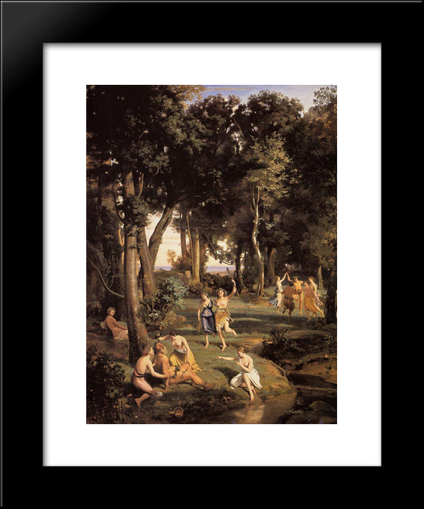 Silenus 20x24 Black Modern Wood Framed Art Print Poster by Corot, Jean Baptiste Camille