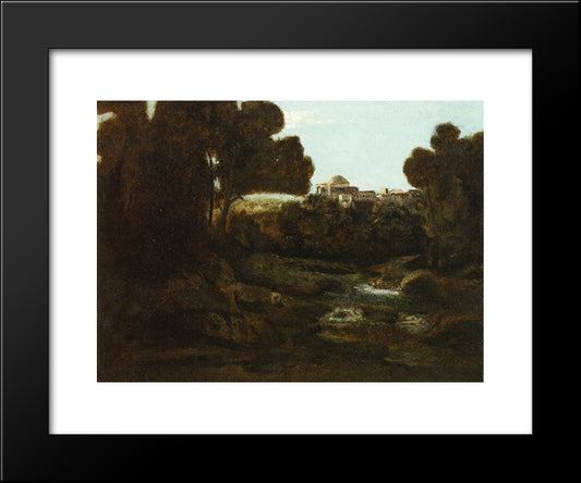 Souvenir Of Arricia 20x24 Black Modern Wood Framed Art Print Poster by Corot, Jean Baptiste Camille