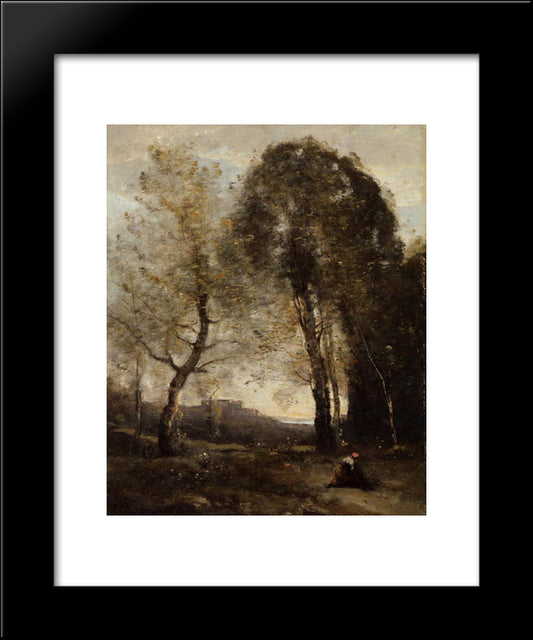 Souvenir Of Italy 20x24 Black Modern Wood Framed Art Print Poster by Corot, Jean Baptiste Camille