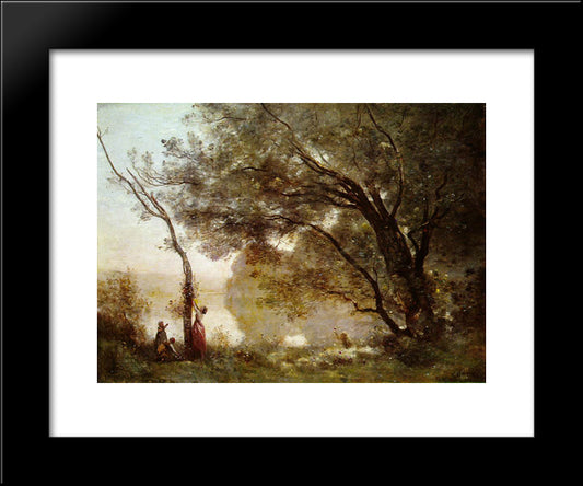 Souvenir Of Mortefontaine 20x24 Black Modern Wood Framed Art Print Poster by Corot, Jean Baptiste Camille