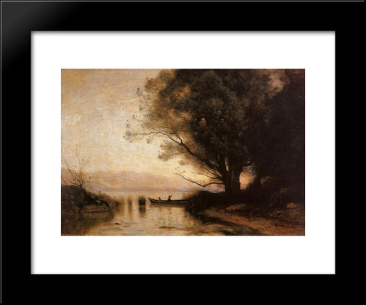 Souvenir Of Riva 20x24 Black Modern Wood Framed Art Print Poster by Corot, Jean Baptiste Camille