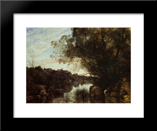 Souvenir Of The Lake Nemi Region 20x24 Black Modern Wood Framed Art Print Poster by Corot, Jean Baptiste Camille