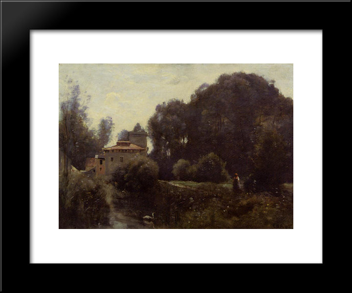 Souvenir Of The Villa Borghese 20x24 Black Modern Wood Framed Art Print Poster by Corot, Jean Baptiste Camille