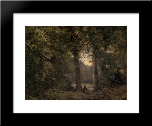 Souvenir Of Ville D'Avray 20x24 Black Modern Wood Framed Art Print Poster by Corot, Jean Baptiste Camille