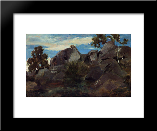 Stoller In The Fontainebleau Forest 20x24 Black Modern Wood Framed Art Print Poster by Corot, Jean Baptiste Camille