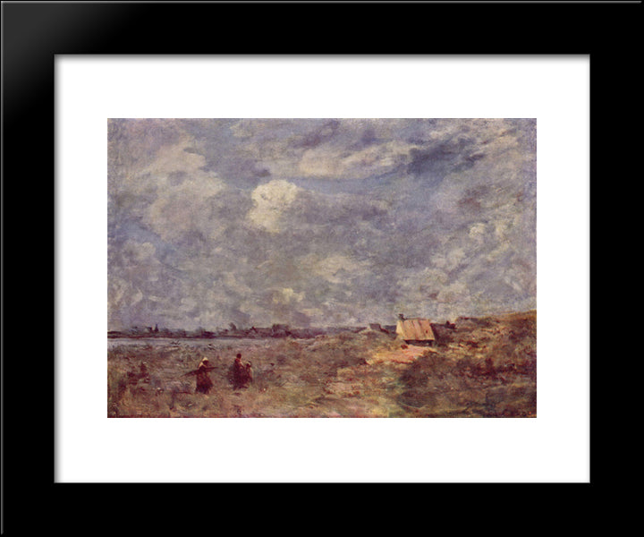 Stormy Weather, Pas De Calais 20x24 Black Modern Wood Framed Art Print Poster by Corot, Jean Baptiste Camille