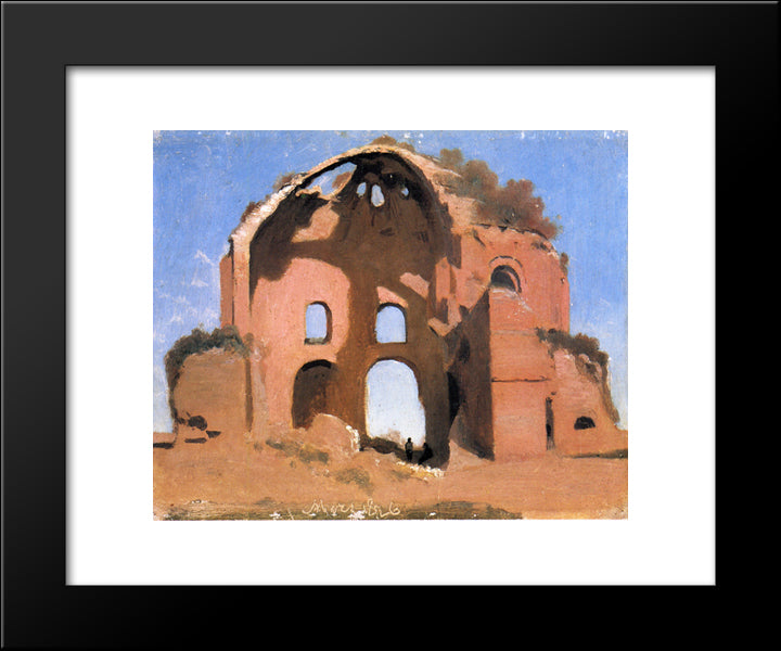 Temple Of Minerva Medica 20x24 Black Modern Wood Framed Art Print Poster by Corot, Jean Baptiste Camille