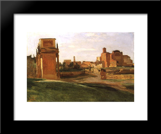 The Arch Of Constantine And The Forum, Rome 20x24 Black Modern Wood Framed Art Print Poster by Corot, Jean Baptiste Camille