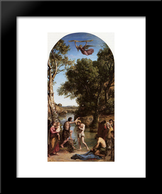 The Baptism Of Christ 20x24 Black Modern Wood Framed Art Print Poster by Corot, Jean Baptiste Camille