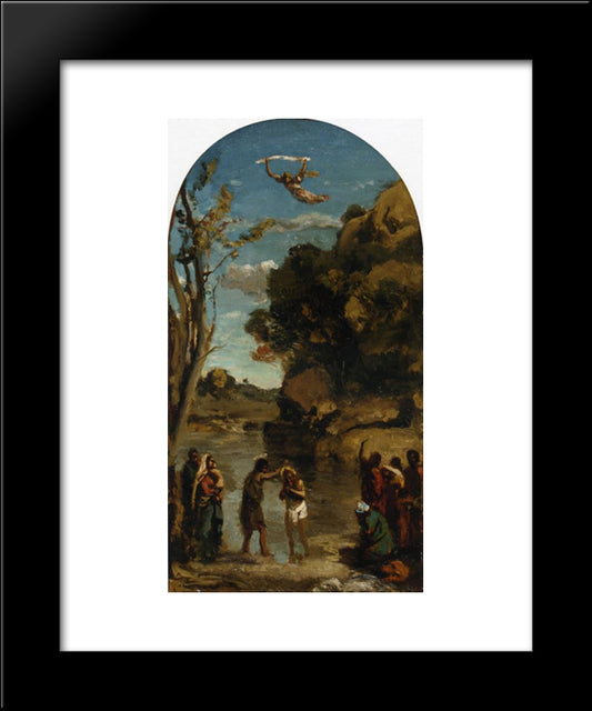 The Baptism Of Christ (Study) 20x24 Black Modern Wood Framed Art Print Poster by Corot, Jean Baptiste Camille